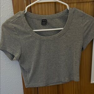 SHEIN Heather Gray Ribbed Crop Top